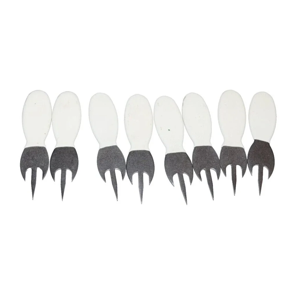 Vtg SS Corn on‎ the Cob Holder fork set rubber end metal Estate find 8 pc 4 pair